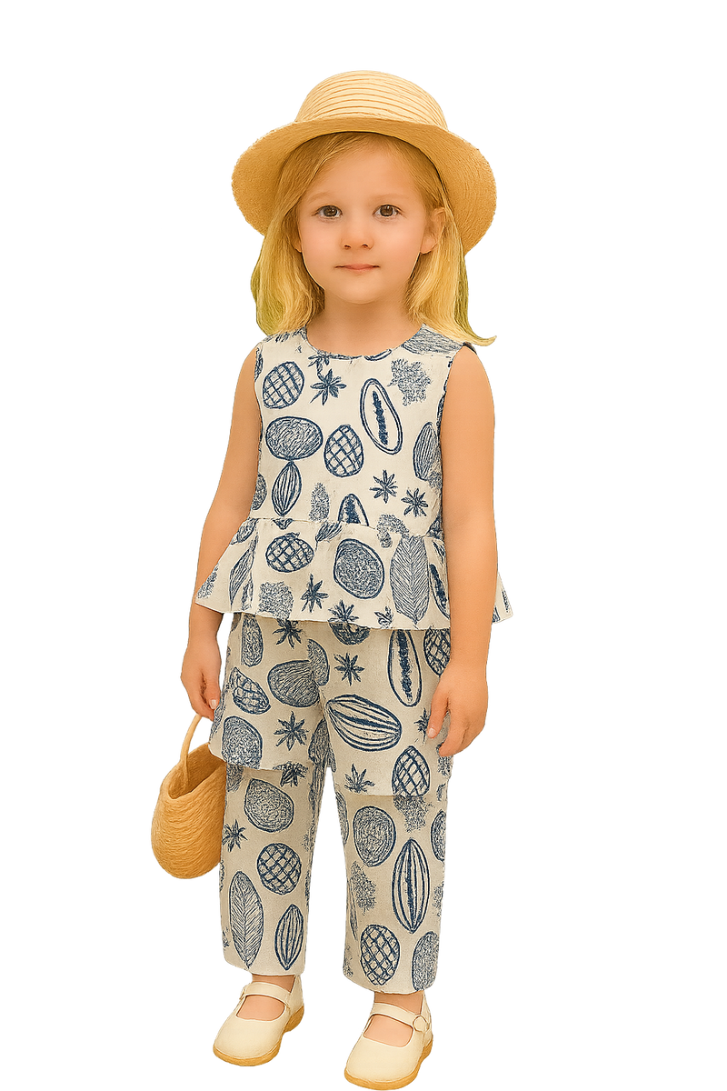 Conjunto Verão estampado Blusa + calça