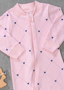 Macacão Bebê Algodão Rosa Coração