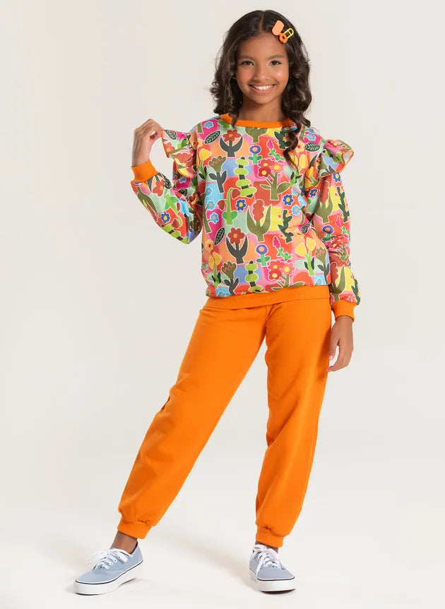 Conjunto Moletom Infantil Feminino Jardim Colorido – Inverno LiroKids