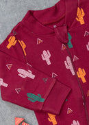 Macacão Bebê Algodão Bordô Cacto