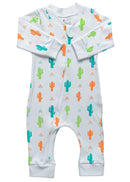 Macacão Bebê Algodão Branco Cacto